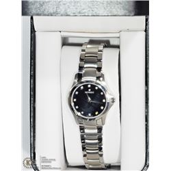 19) MOVADO BLACK DIAL DIAMOND WATCH