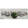 Image 1 : 24) 14K W. GOLD GREEN & WHITE DIAMOND TWIST RING