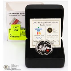 RCM 2008 SILVER LUCKY LOONIE - WITH COA