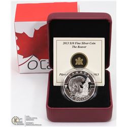 RCM 2013 FINE SILVER BEAVER $10.00 COIN WITH COA