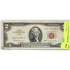 Image 1 : 1963 $2 RED SEAL AMERICAN DOLLAR BILL