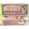 Image 1 : $2 BANK OF CANADA NOTES SET 1954-1974-1986 X3