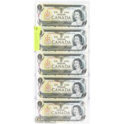UNCIRCULATED CANADIAN. $1 BILL WITH SEQ. SERIAL.