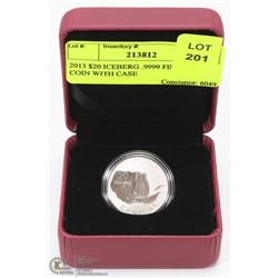 2013 $20 ICEBERG .9999 FINE SILVER COIN WITH CASE