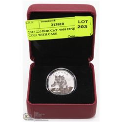 2014 $20 BOB CAT .9999 FINE SILVER COIN WITH CASE