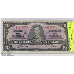 1937 CANADIAN $10.00 BILL.