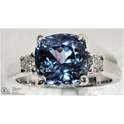 28) 14K WHITE GOLD TANZANITE & 2 DIAMOND RING