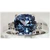 Image 1 : 28) 14K WHITE GOLD TANZANITE & 2 DIAMOND RING
