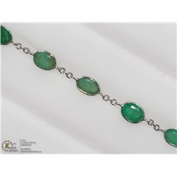 29) 10K WHITE GOLD EMERALD CHAIN BRACELET