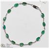 Image 2 : 29) 10K WHITE GOLD EMERALD CHAIN BRACELET