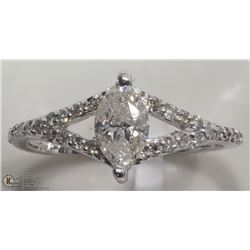 37) 14K WHITE GOLD DIAMOND RING W/32 SIDE DIAMONDS