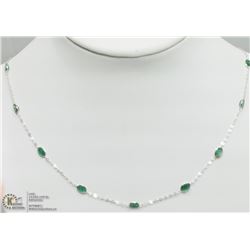 44) 10K WHITE GOLD 11 EMERALD NECKLACE