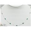 Image 1 : 44) 10K WHITE GOLD 11 EMERALD NECKLACE