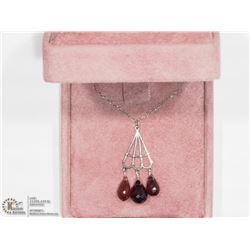 45) 10K WHITE GOLD GARNET NECKLACE
