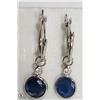Image 1 : 46) 14K WHITE GOLD SAPPHIRE & DIAMOND EARRINGS