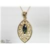 Image 1 : 47) 14K YELLOW GOLD SAPPHIRE FILIGREE NECKLACE