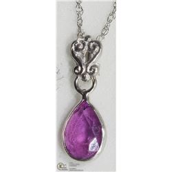 48) 14K WHITE GOLD PINK SAPPHIRE NECKLACE