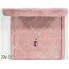 Image 2 : 48) 14K WHITE GOLD PINK SAPPHIRE NECKLACE