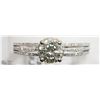 Image 1 : 50) 14K WHITE GOLD DIAMOND HALO RING