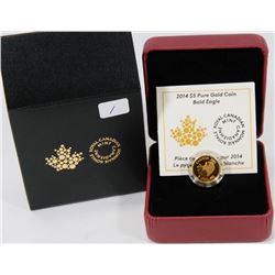 1)RCM 2014 PURE GOLD 1/10OZ  THE BALD EAGLE