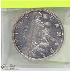 1966 CANADIAN SMALL BEAD SILVER DOLLAR.