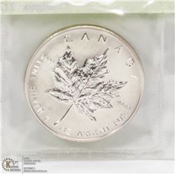 1989 MAPLE LEAF $5, 1 TROY OUNCE .999 SILVER COIN.