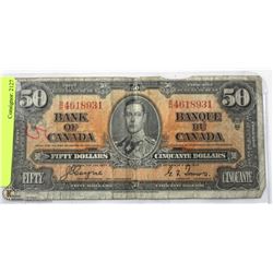 1937 CANADIAN $50.00 BILL.