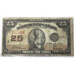 1923 CANADIAN SHINPLASTER.