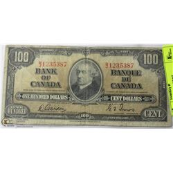 1937 CANADIAN $100.00 BILL.