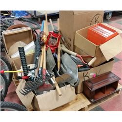 PALLET OF ESTATE YARD TOOLS, AND ASST MISC.