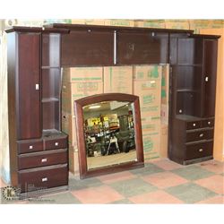 WALL SHELF ADJUSTABLE HEADBOARD WITH MIRROR