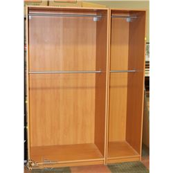 PAIR OF WOOD AND METAL WARDROBE CABINETS