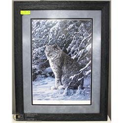 " HARE BEWARE"DUCKS UNLIMITED FRAMED LYNX PRINT