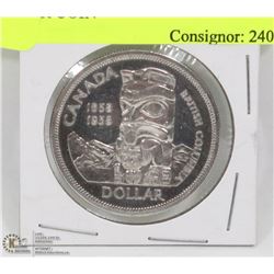 1958 CANADIAN BC  "TOTEM" SILVER DOLLAR COIN