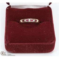 10KT YELLOW GOLD DIAMOND & RUBY RING W/ COA,
