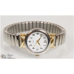 NEW TWO TONE QUARTZ WATCH WITH STEEL STRETCH