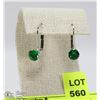 Image 1 : 2 CARAT TOTAL WEIGHT GENUINE EMERALD EARRINGS
