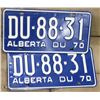 Image 1 : LOT OF TWO 1970 BLUE ALBERTA LICENSE PLATES,