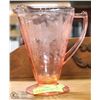Image 1 : PINK DEPRESSION GLASS FLORAL PATTERN JUICE PITCHER