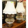 Image 1 : 2 VINTAGE ESTATE LAMPS WITH HANGING CRYSTALS