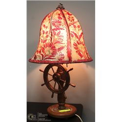 MOROCCAN LAMP WITH SHIP WHEEL.