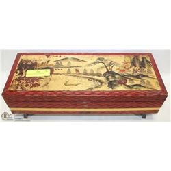 LARGE ASIAN DECORATIVE LOCKABLE WOOD