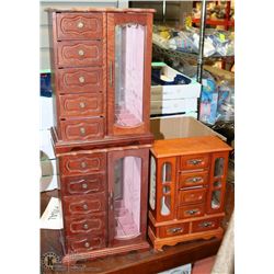 3 WOODEN JEWELLERY BOXES