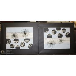 PAIR OF MODERN DECOR WALL ART 28"X24"