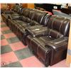 Image 1 : 3 PC ELECTRIC RECLINING BROWN LEATHERETTE SOFA,