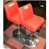Image 1 : PAIR OF RED LEATHERETTE SWIVEL BAR STOOLS