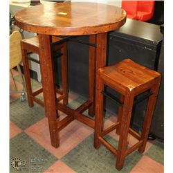 DUCKS UNLIMITED BAR TABLE  AND 2 STOOLS