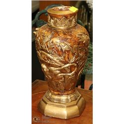 FLOWER VASE ADORNED WITH WILD CATS & BIRDS
