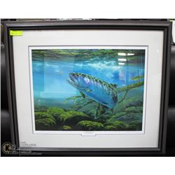 " ANTICIPATION "DUCKS UNLIMITED FRAMED TROUT PRINT