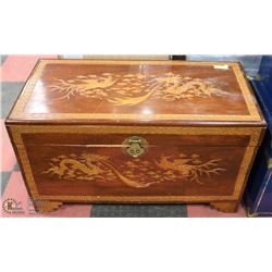 WOOD DRAGON CARVED TRUNK 40X20X23